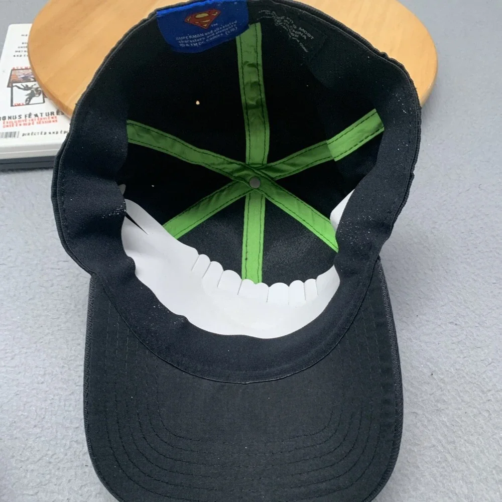 DC Comics Superman Baseball Cap Hat Black Neon Green Logo Shield Adjustable NWOT